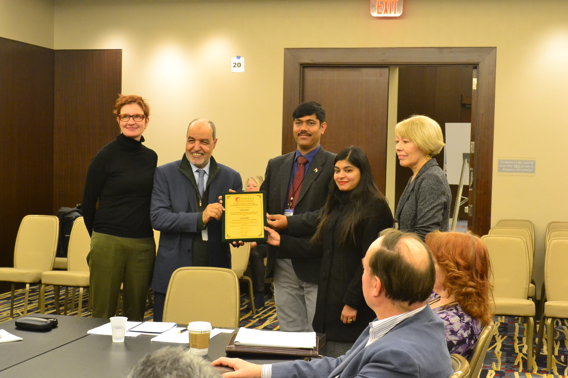 Picture of Svayam being conferred the GAATES Award of Recognition 2015